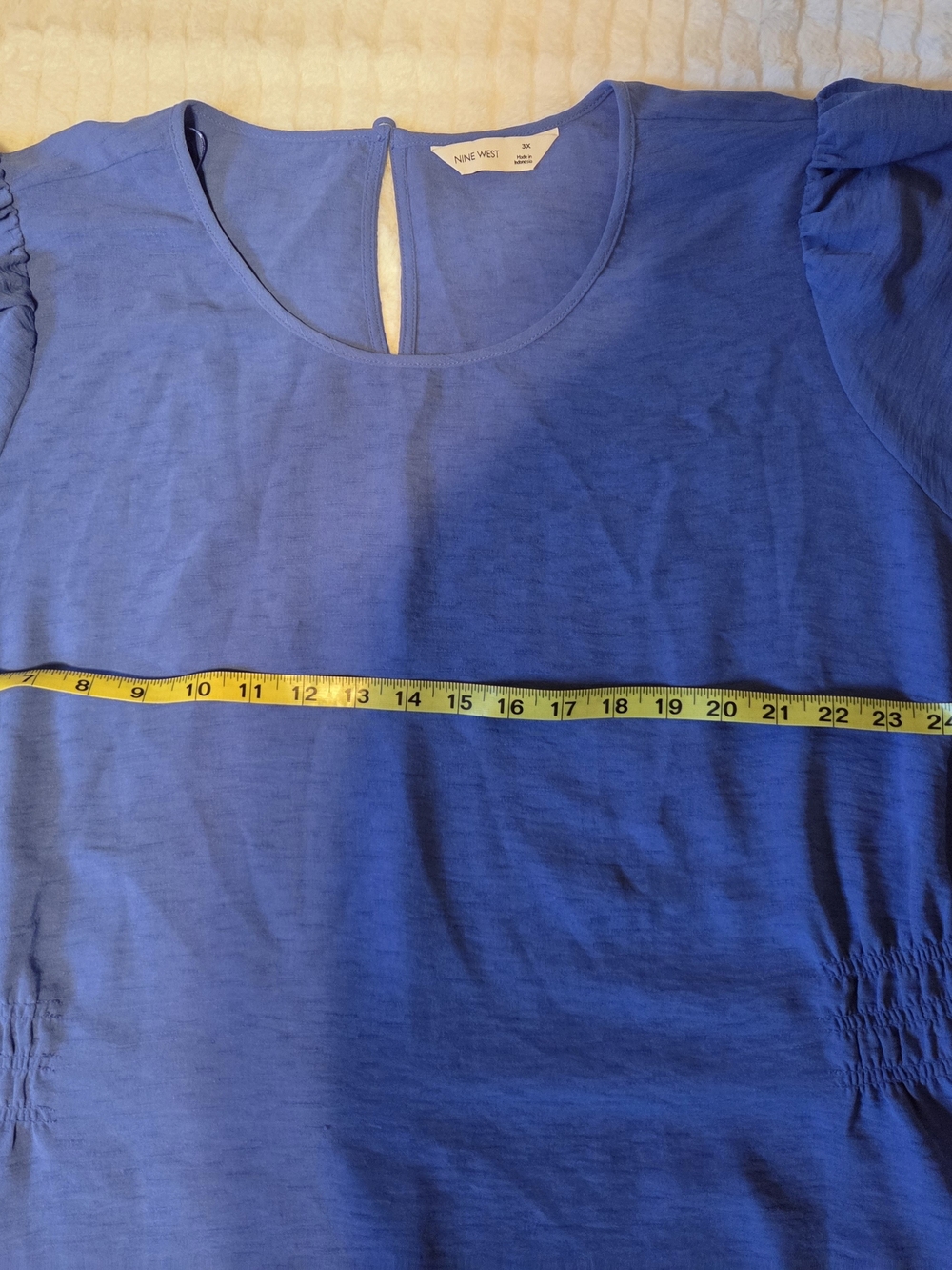 Nwt 3x Nine West Electric Blue Short Ruffle Sleeve Blouse - Picture 10 of 10